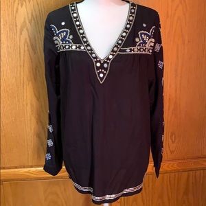 Peasant blouse decorated w sequins and embroidery